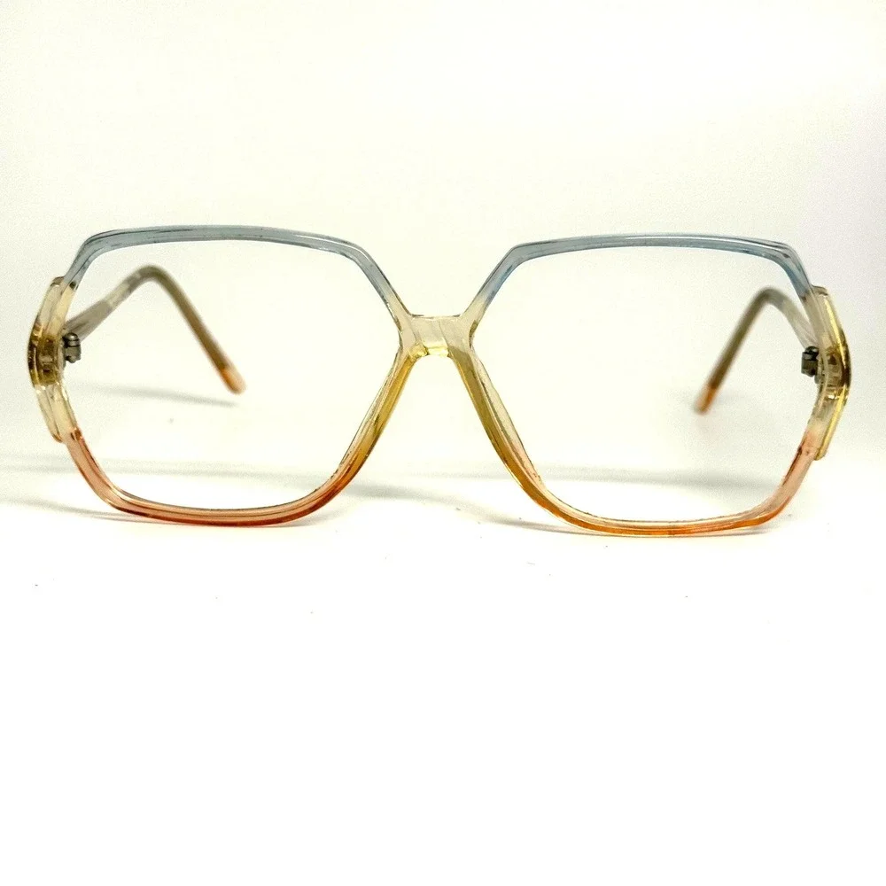 Kenmark Gallery Jean Vintage Oversized Geometric Eyeglass Frames Blue Peach 56mm